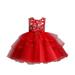 Girls Dresses Short Sleeve Mini Dress Casual Print Red 130