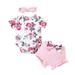 Baby Girl Clothes Outfits Cotton Solid Color Romper Casual 3PCS Set Mommy Blanket