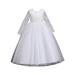 3-13T Girls White Dresses Long Sleeve Floral Wedding Maxi Dress Kids Princess Pageant Lace Dresses