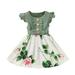 Girl s Summer Dresses Short Sleeve A Line Short Dress Floral Print Green 80