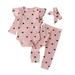 BELLZELY Toddler Girl Clothes Clearance Toddler Baby Kids Girls Heart Print Ruffle Romper Pants Headband Clothes Suit