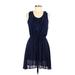 Papermoon Casual Dress - A-Line: Blue Solid Dresses - Women's Size X-Small