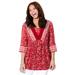 Plus Size Women's Veranda Lace Trim Tunic by Catherines in Classic Red Floral (Size 4X)