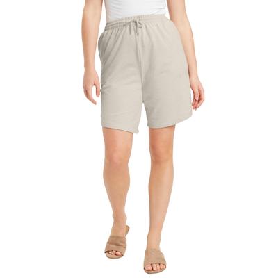 Plus Size Women's French Terry Shorts by June+Vie in Heather Oatmeal (Size 14/16)