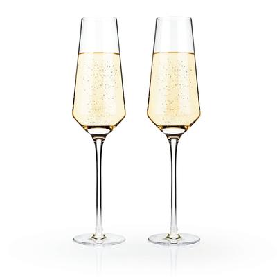 Angled Crystal Champagne Flutes by Viski in Clear