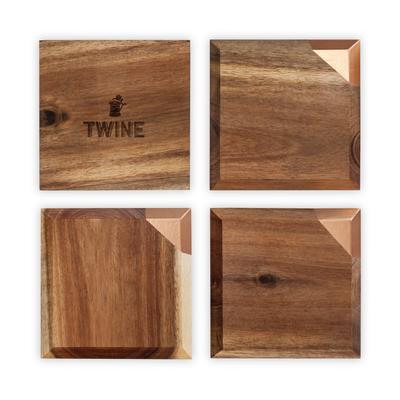 Metallic Dipped Coaster Set by Twine in Wood
