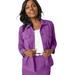 Plus Size Women's Classic Cotton Denim Jacket by Jessica London in Bright Violet (Size 20) 100% Cotton Jean Jacket