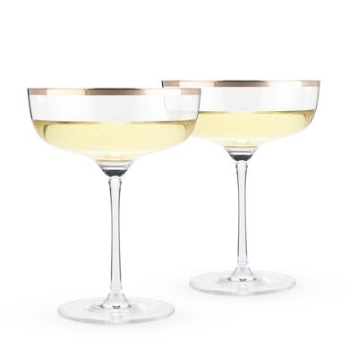 Copper Rim Crystal Coupe Set by Twine in Clear