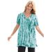 Plus Size Women's V-Neck Tie-Dye Tunic by Woman Within in Waterfall Tie Dye (Size 4X)