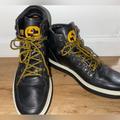 Gucci Shoes | Gucci Mens Sneaker Hi Top Shoes Black Work Boots Genuine Leather Mens Us 8.5 | Color: Black | Size: 8.5