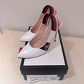 Gucci Shoes | Gucci White Leather Malaga Kid High Heel Slingback Pumps - Size 40. Gently Used | Color: White | Size: 40