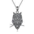 VONALA Owl Necklace 925 Sterling Silver Oxidized Owl Pendant Celtic Knot Owl Necklace Vintage Animal Jewellery Gift for Men Women