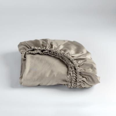 Spannbettlaken CINDERELLA "Sundays für 35 cm Höhe", grau (taupe), B:90cm L:200cm, Satin, Obermaterial: 100% Baumwolle, Laken, OEKO-TEX-zertifiziert Image