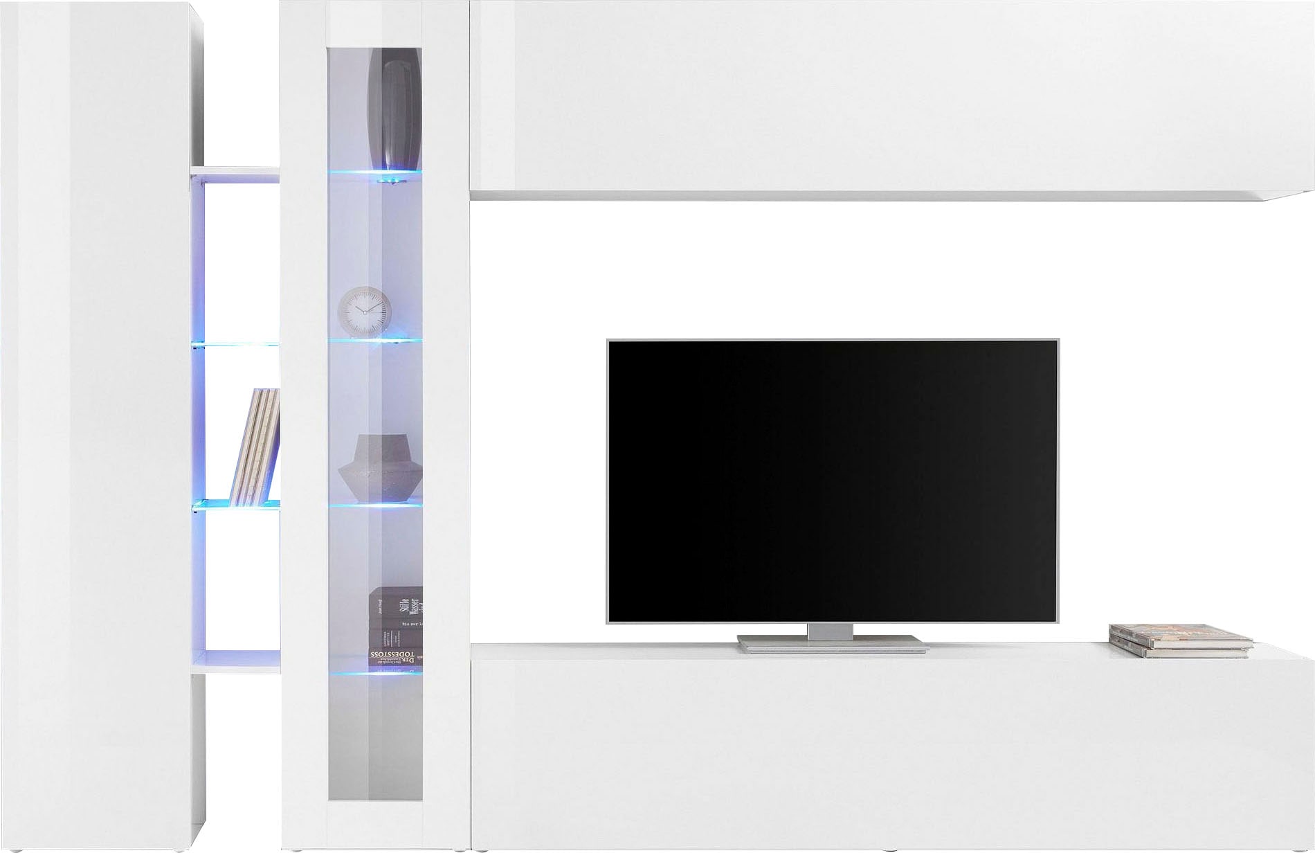 Wohnwand INOSIGN "Maruska", weiß (weiß hochglanz, weiß hochglanz), B:280cm H:180cm T:30cm, Spanplatte, Kastenmöbel-Sets