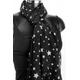 Star Print Scarf, Black Cotton Printed Scarves, Fairtrade Gift, Ladies Neck Starry Pattern, Sustainable Fashion, Accessories