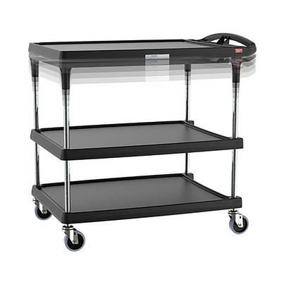 Metro MY2636-35BL-PL 3 Level Polymer Utility Cart w/ 400 lb Capacity, Marine Ledges, Black