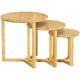 Homcom - Lot de 3 tables basses gigognes rondes style cosy naturel bois bambou verni - Beige