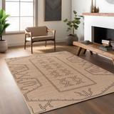 Anuja 8' x 10' Cottage Mocha/Taupe/Soft White/Dark Gray/Multi Brown Washable Area Rug - Hauteloom