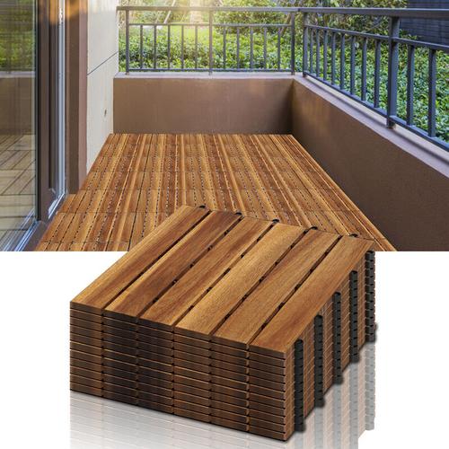 Swanew – Holzfliesen Akazienholz Balkonfliesen Gartenfliesen Terrassenfliesen, 30x30cm, 3m², 6