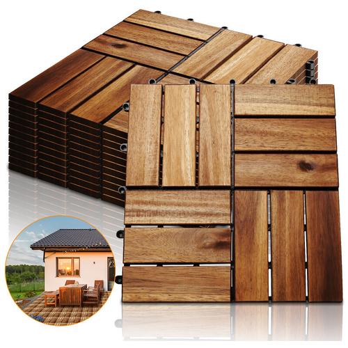 Swanew – Holzfliesen Akazienholz Balkonfliesen Gartenfliesen Terrassenfliesen, 30x30cm, 1m², 12