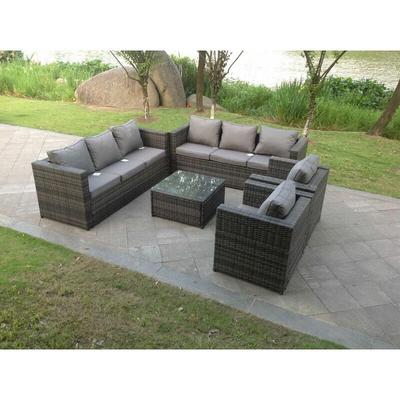 Fimous - Poly Rattan Gartenlounge Sofa Set Balkonmöbel Set 8-sitzer Gartenmöbel Set Sitzgruppe aus Image