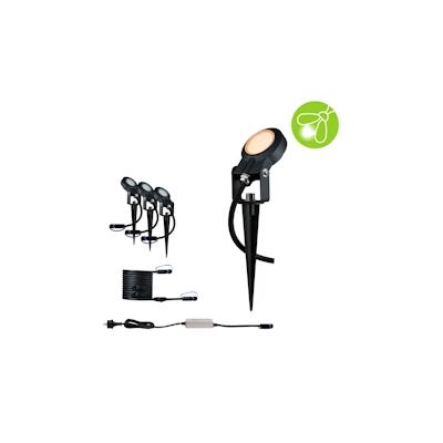 Paulmann Plug & Shine LED Gartenstrahler Sting Basisset insektenfreundlich IP67 2200K 3x6,3W 75VA Anthrazit 94729