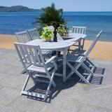 SAFAVIEH Hikaru 6-Chair 1-Table Extendable Patio Dining Set