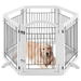 Topeakmart Topeakmart 34â€³H 6-Panel Foldable Pet Gate Puppy Safety Fence with Door for Dogs White