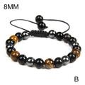 Natural Black Obsidian Tiger Eye Hematite Beads Bracelet Magnetic Gift Men V6E7
