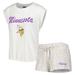 Women's Concepts Sport White/Cream Minnesota Vikings Montana Knit T-Shirt & Shorts Sleep Set