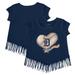 Girls Youth Tiny Turnip Navy Detroit Tigers Heart Banner Fringe T-Shirt