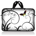 LSS 10.2 inch Laptop Sleeve Bag Carrying Case Pouch with Handle for 8 8.9 9 10 10.2 Apple MacBook Acer Asus Dell Hp White Butterfly Escape Floral