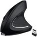 Ergonomic Vertical Wireless Mouse Rechargeable Optical Mouse 2.4G Bluetooth/USB 6-button Mouse Black