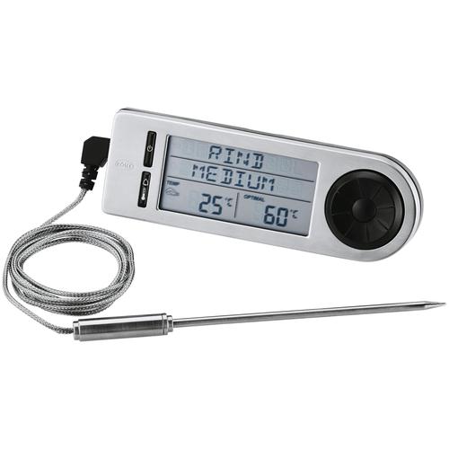 „Grillthermometer RÖSLE „“SlideX, 25086″“ Temperaturmessgeräte silberfarben Grillbesteck digitaler Kerntemperaturmesser, 5 Stufen, –20 +250 C“