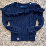 Polo By Ralph Lauren Shirts & Tops | 2t Girls Navy Blue Ruffle Cable K It Sweater. | Color: Blue | Size: 2tg