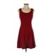 Express Casual Dress - A-Line Scoop Neck Sleeveless: Red Color Block Dresses - Women's Size X-Small Tall