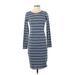 Lularoe Casual Dress - Sheath Crew Neck 3/4 sleeves: Blue Color Block Dresses - Women's Size X-Small