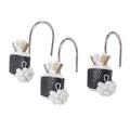 Avanti Linens Bath Icons Shower Curtain Hooks Stainless Steel in Black/Gray/White | 2.67 H x 2.05 W x 1.15 D in | Wayfair 13947G WBK