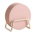 Enjoy time Coaster Set Of 6 w/ Metal Holder Leather Coasters Cup Coaster, Absorbent Coaster For Tabletop Protection Home Decor Leather | Wayfair