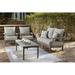 Signature Design by Ashley Visola Outdoor Loveseat & 2 Lounge Chairs w/ Coffee Table Plastic in Gray | Wayfair PKG012917