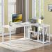 Inbox Zero Josephs H-Shaped Desk Wood/Metal in Brown | 35.4 H x 60 W x 23.6 D in | Wayfair F526F33DF45442FBA326ED66C9E0EEF7
