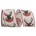 The Holiday Aisle® Deer & Antlers Linen Wired Edge Ribbon Fabric in Brown/Red | 2.5 H x 360 W x 4 D in | Wayfair D866AF36CD89443687315C1BF167022A