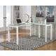 Latitude Run® Glass L-Shape Desk Glass/Metal in Gray/White | 30 H x 61 W x 51 D in | Wayfair A3DAB268902A4E28BD45A06216407EB0