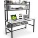 Inbox Zero Hymie Height Adjustable Desk w/ Hutch Wood/Metal in Black/Brown/Gray | 47" W x 23.6" D | Wayfair 11A3F860B5884FE4B54E891F002030D5