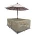 Arlmont & Co. HeavyDuty Multipurpose Waterproof Outdoor Rectangle Dining Table &Chair Set Cover w/ Umbrella Hole in White/Brown | Wayfair