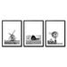 Rosalind Wheeler 3 Piece Wrapped Canvas & Framed Print Set - Barn & Windmill by Artvir in Gray/White | 10 H x 8 W in | Wayfair