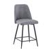 The Twillery Co.® Warwick Mid-Century Modern Faux Leather Counter Height Barstool Wood/Upholstered/Metal in Gray | Wayfair