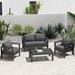 Latitude Run® Alano 4-Person Outdoor Sofa Seating Group w/ Cushions Wood/Metal/Rust - Resistant Metal in Gray/Black | Wayfair