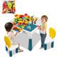 Uisebrt - Table pour enfants avec 2 chaises Table de jeu avec 163 pièces de briques Table