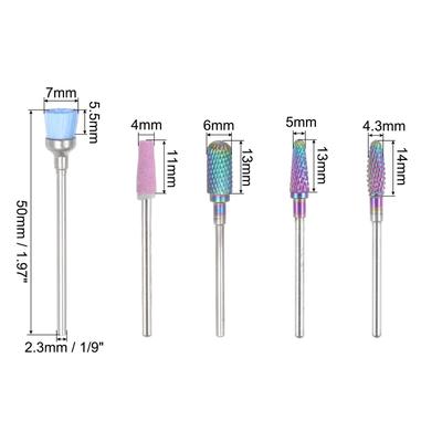 10pcs Nail Drill Bits Set Tungsten Carbide Remover Nail File Bit Colorful - Multicolor